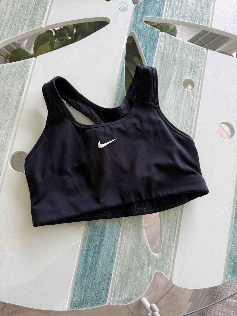 Nike Black Racerback Sports Bra with White Swoosh